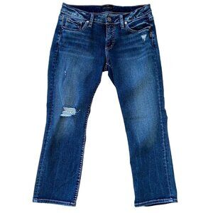 Silver Jeans Co. Elyse Capri Womens Jeans Distressed blue stretchy Denim size 29